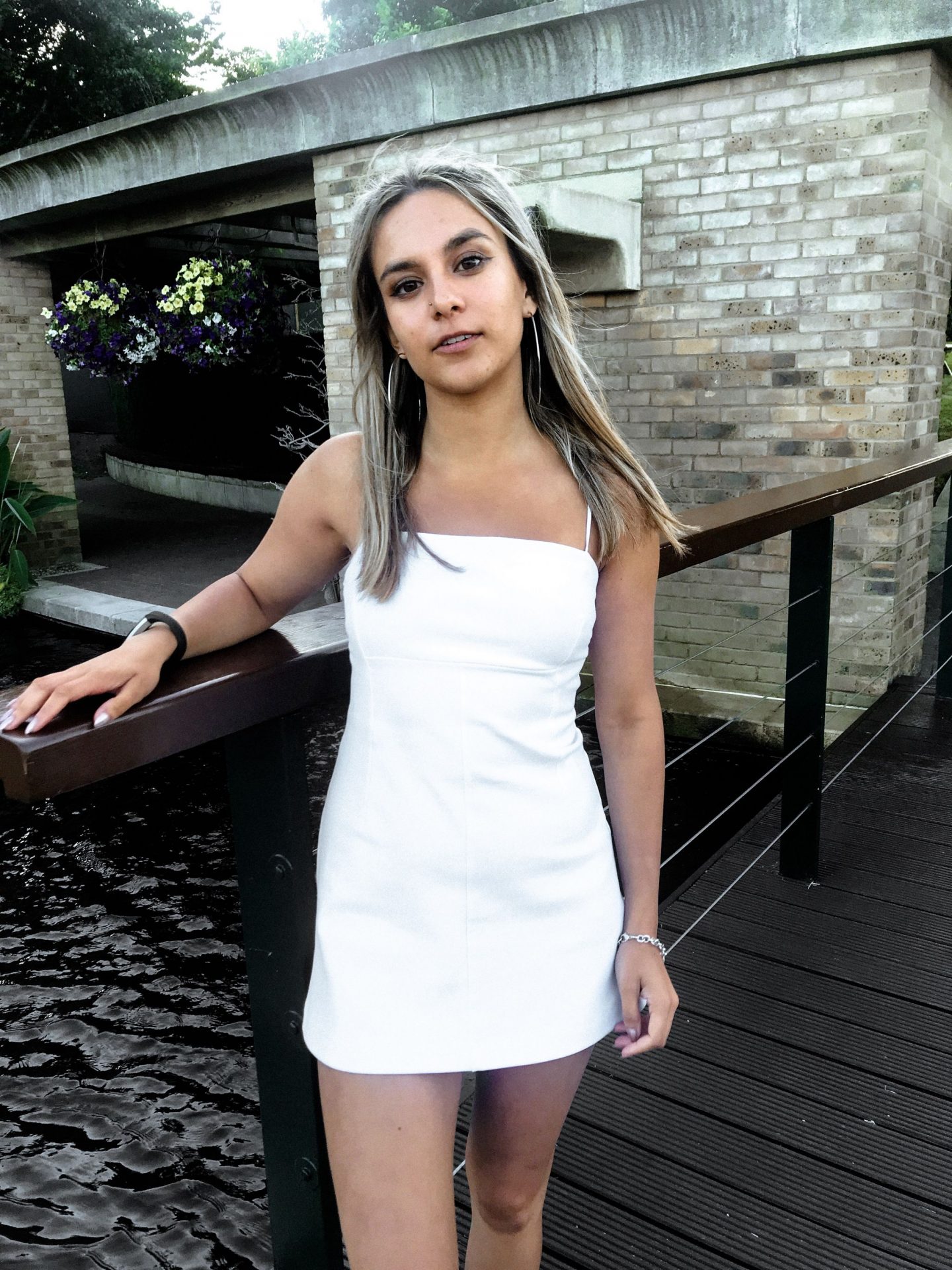 yasmin stefanie wimbledon urban outfitters white audrey slip dress topshop denim jacket ciara chunky trainers 