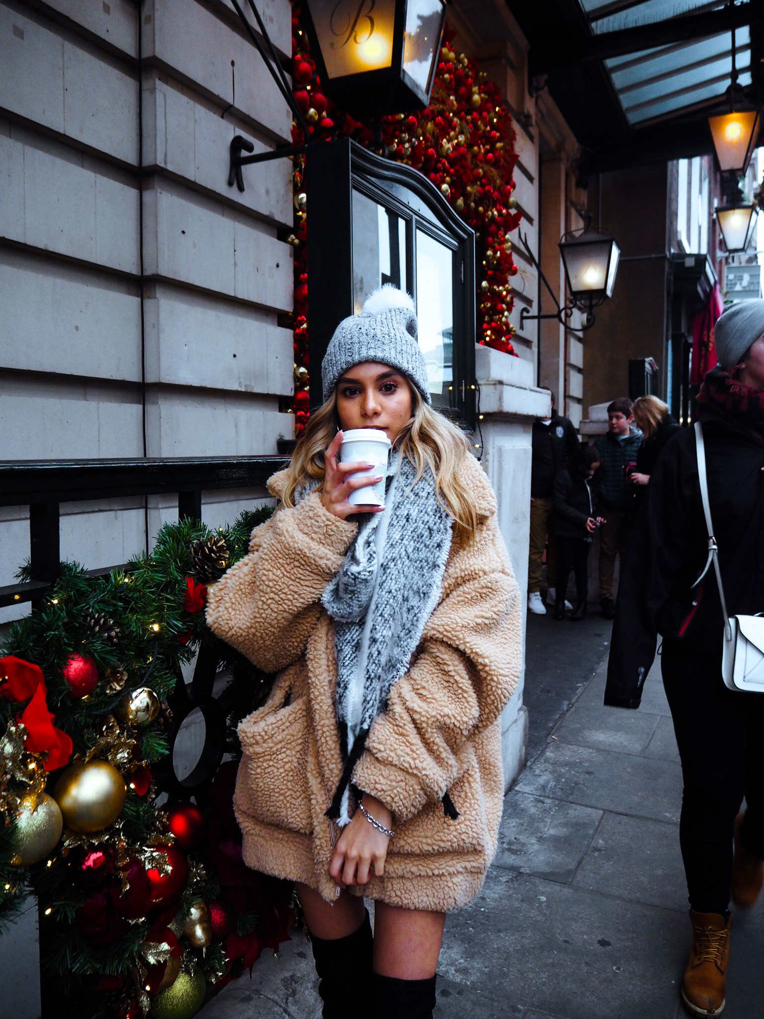 yasmin stefanie festive christmas covent garden i am gia pixie coat