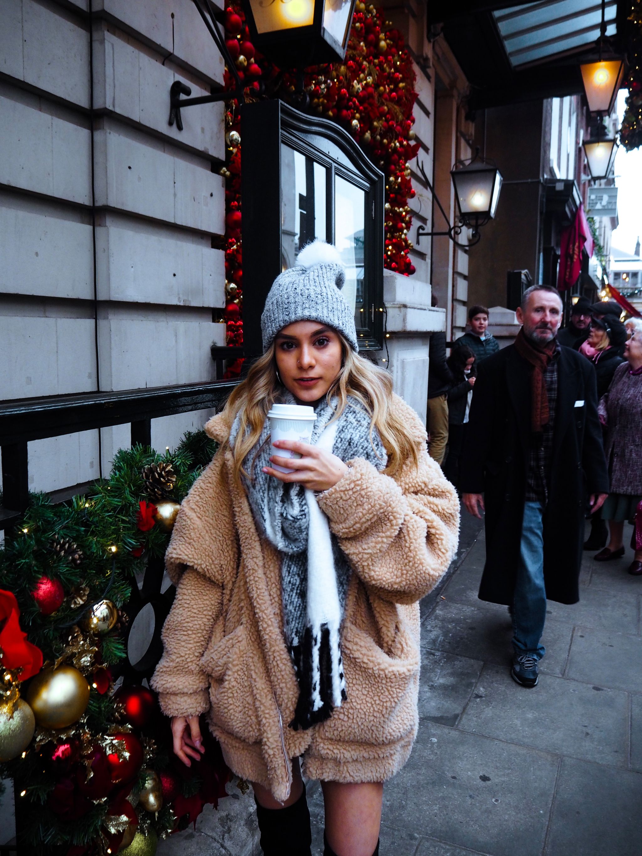 yasmin stefanie festive christmas covent garden i am gia pixie coat